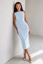 High Collar Waist Drawstring Detailed Midi Backless Tie-Up Dress