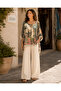 Khaki Color Italian Silk Patterned Blouse - 5