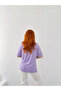 Women's Lilac Laser Cut V-Neck Short Front Long Back T-Shirt Nj161 - 3