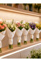 White Flower Packaging with Gold Stripe 57X57 cm Bouquet Wrapping Paper Premium Appearance Set - 7