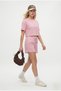Women's Molly 100% Cotton Elastic Waist Shorts Crop T-Shirt Knitted Pink Bottom Top Set - 3