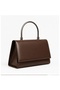 Brown Metal Handle Women's Hand and Shoulder Bag - 3