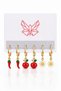 Children's Cherry Strawberry Watermelon Apple Daisy Figured Dangle Hoop Earrings – Colorful Enamel Gold Plated Cute Fruit Earrings - 2