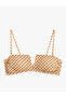Textured Plaid Strapless Bandeau Bikini Top - 5