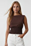 Women's Brown Belted Blouse Alc-X15543 - 5