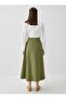 Beli Gathered and Stopper Detailed Flared Skirt - Khaki - - 6