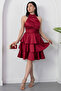 Halter Neck Layered Satin Dress Drp565 - 4