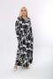 Women's Plus Size Black and White Square Detailed Viscose Combed Cotton Stylish Dress