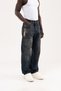 Men's Ethnic Embroidered Baggy Jean Trousers Tinted Blue - 3