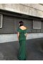 Emerald Green Stretchy Scuba Fabric Bow Stone Detailed Long Evening Dress583419 - 4