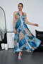 Long Oversized Dress with Halter Neck Detail and Backless Slit - 3