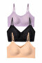 Women's 3-Piece Seamless Bralette Bra Set with Pads, Flexible and Comfortable to Use