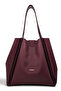 Burgundy, Soft Textured, Casual, Puppy-Style, Large Volume, Shopper, Women's Shoulder Bag - 4