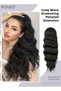 Long Wavy Drawstring Ponytail Extension for Women Synthetic Ponytail Hair Extensions Natural Soft Hair Pieces for Daily Party Use(60cm, Black)
