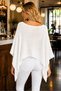 Women's Asymmetrical Cut Transparent Cotton Soft Textured Stylish White Knitwear Cape Poncho - 3