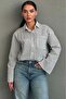 White Striped Sendy Fabric Women's Shirt Mg2834 - 4