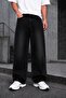 Men's Black Stonewashed Baggy Fit Wide Cut Jean Trousers