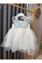 Babyaden White Tulle Angel Wings Birthday Wedding Girl Children's Dress - 3