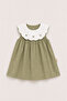 Baby Khaki Baby Collar Embroidered Dress - 2