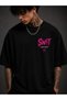 Men's Black Oversize Back Printed Streetwear T-Shirt – Rabbit - 2