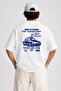 Eazy Unisex Oversize T-Shirt 100% Cotton White Garage Dept Printed T-Shirt
