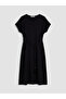 Nevavm V-Neck Belted A-Line Textured Dress with a Difference - 5