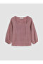 Trendlucky Square Neck Plaid Balloon Sleeve Blouse with Difference in Color - 5