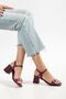 S-481 Burgundy Ankle Strap Buckle Detailed Wide Heeled Women's Sandals - 2