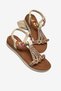 Women's Beige Comfortable Fit Stone Sandals with Scarf Detail