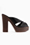 Jemina Black Platform Heeled Women's Slippers - 2