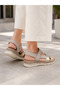 Genuine Leather Women's Orthopedic Sandals with Velcro Daily Comfortable Summer Silver Gold Sandals - 3