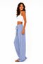 Women's Fabric Embossed Detailed Loose-Fitting Trousers with Wide Legs and Lace-Up Front, Stylish Twist Detail - 5