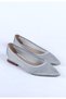 Women's Stone Detailed Transparent Mesh Pointed Toe Ballerina Shoes Silver - 2