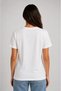 Women's White Bird Printed Cotton T-Shirt Beaded Stone Embroidered Blouse - 3