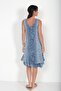 Women's Italian Cotton Leopard Patterned Lined Zero Sleeve Midi Dress - 4