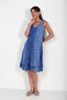 Women's Italian Cotton Leopard Patterned Lined Zero Sleeve Midi Dress - 3