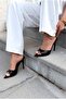 Lioris Black Crocodile Matte Leather Women's Heeled Slippers - 4