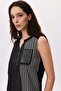 Zippered stone pocketed tensel striped tank top - 3