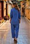 Women's Blue Tencel Fabric Shirt and Shalwar Trousers Two-Piece Set Hzl26S-Vl15131 - 3
