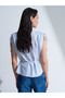 50549 100% Cotton Lace-Up Striped Shirt-Blue - 2