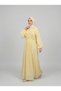 Hijab Dress with Ruffle Detail, Elastic Waist, Modal Fabric, Flight-Ready Comfortable Cut, Summer Maxi Dress, Yellow - 3