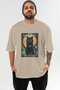 For the Sake of Cats 12 Front Cat Printed Beige Oversize T-Shirt 100% Cotton Unisex Cat Lover Premium Design - 2