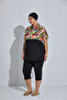 Women's Battal Hijab Swimsuit Semi-Closed Skirted Short Sleeve Large Size Zipper Patterned Swimsuit Set - 2