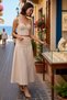 Women's Striped Heart Collar Sleeveless Blouse Skirt Set Midi Length Cotton Fitted Cut Elegant Daily Casual - 2