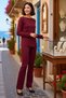 Women's Plus Size Asymmetrical Cut Boat Neck Long Sleeve Spanish Flare Buttoned Ribbed Knitted Suit Casual - 2