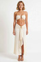 Women's Plus Size Strapless Maxi Beach Set Silvery Knitted Fabric Draped Accessory Detailed Sleeveless Casual - 4