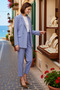 Women's Plus Size Jacket Lapel Long Sleeve Woven Blazer Pants Set High Waist Daily Casual Modern - 2