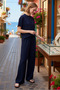 Women's Plus Size Short Sleeve Crew Neck Relaxed Fit Silky Interlock Knitted Set Casual Modern Stylish - 2