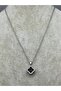 26Kly108 - Black Silver Clover Necklace