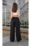 Women's Black Comfortable Cut Elastic Palazzo Trousers - 2